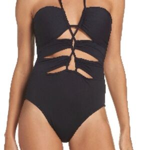 La Blanca Black Cutout One-Piece Swimwear